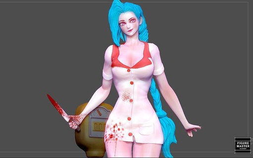 jinx infermiera lega of leggende bella ragazza gioco anime lol carattere arte sculture 3d print model - Mito3D