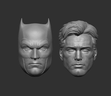jl masked unmasked batman - headsculpt action figures toy toys justice league ben affleck 3dprint custom games 3d print model - Mito3D