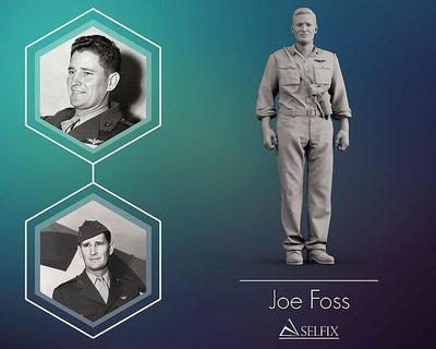 joe foss herman sculpture art portrait statue man sculptures american war ww2 3d print model - Mito3D