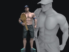 juan cena 3d imprimible wwe luchador actor rapero campeonato cuerpo constructor wrestlemania figura masculino personaje arte escultura superhéroe hombre fuerza esculturas 3d print model - Mito3D