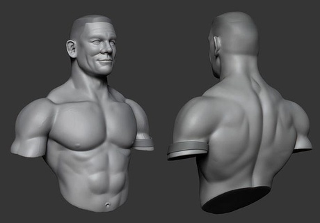 john cena bust anatomy face wrestling wwe sculpt zbrush art sculptures 3d print model - Mito3D
