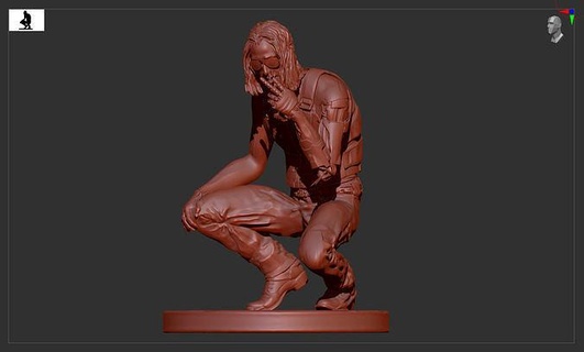 Johny gümüş el siberpunk 2077 sigara içmek diz çökmüş cyberpunk2077 Doğrulanmış Keanu Reeves punk bilimkurgu bilim fi fütüristik yarı robot heykeller Sanat 3d print model - Mito3D