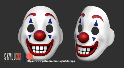 joker 2019 clown maske clownmaske joker2019 halloween halloween2019 abschlussball 3dprinting requisiten charakter kunst skulpturen 3d print model - Mito3D