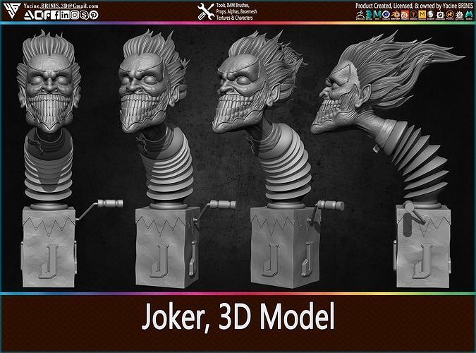 joker 3d model dc comic batman marvel statue collection collectible head figure figurine face zbrush yacine brinis games toys 3D print model - Mito3D