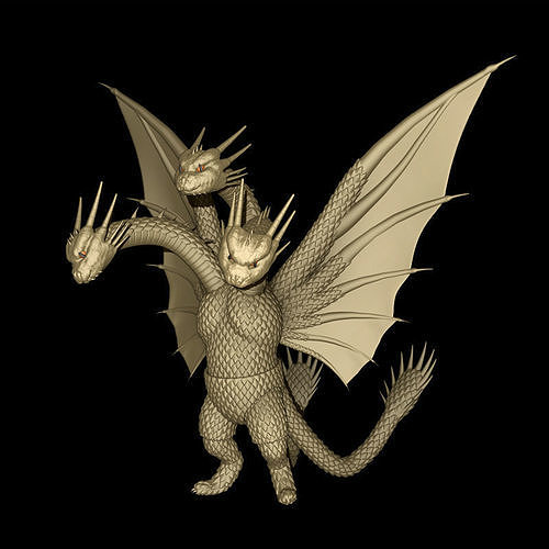 burlone gatto re ghidorah giocattolo mostro godzilla bestia kaiju 3d stampa reghidorah giochi giocattoli 3D print model - Mito3D