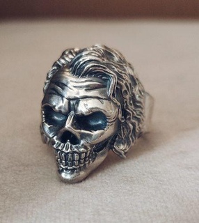 burlone squillare anelli Ringskull gioielleria argento stampabile gioiello cranio teschi scherzando orrore ringjoker testa teste ritratto maschera arte 3d print model - Mito3D