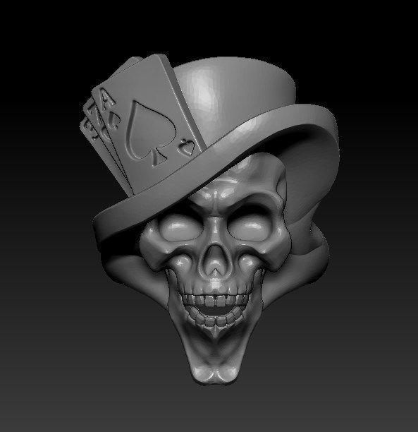 joker ring ready print 3d model jewelry 585 gold silver face head skull art printable sterling jewellery rings 3D print model - Mito3D