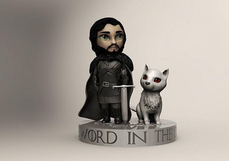 jon neve chibi jonsnow fantasma Game of Thrones figurina scultura arte sculture 3d print model - Mito3D