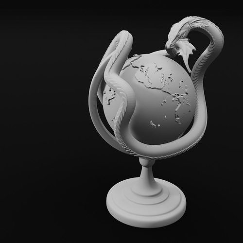 jormungandr globe world serpent decoration 3d print model fantasy myth mythology decor norse nordic home art house 3D print model - Mito3D