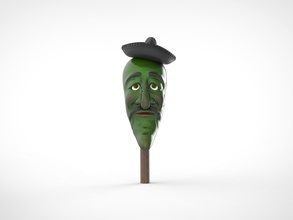 jose jalapeno character puppet ventriloquist stage prop vegetable spicey funny art cartoon sci fi jeff dunham steek stick wood sombrero comedy games toys 3d print model - Mito3D