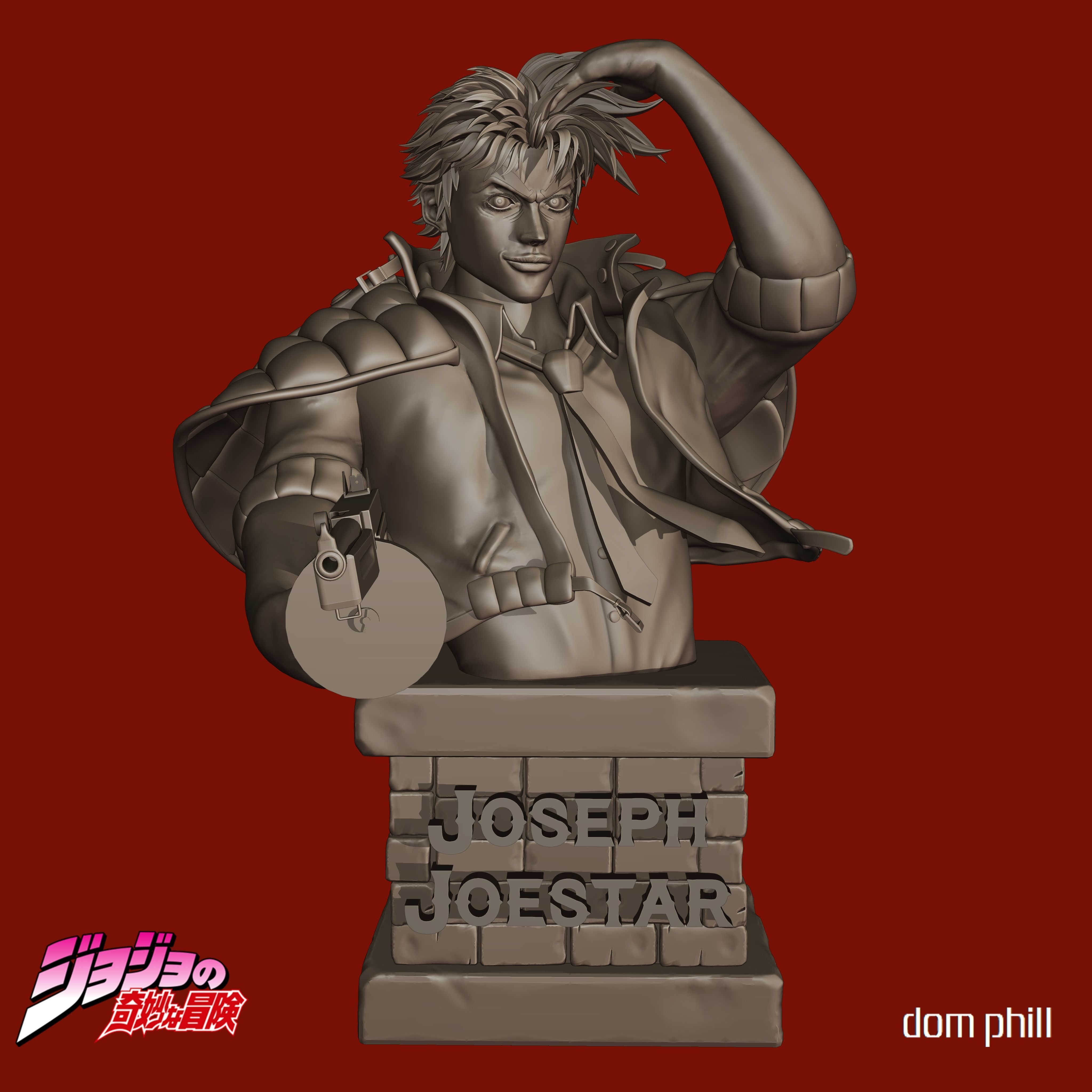 joseph joestar bust printable sculpture statue art jjba jojobizarreadventure battletendency fanart thompsonsmg 3dprint collectable customcollectable anime manga jojo joestarfamily games toys 3D print model - Mito3D