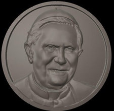 joseph ratzinger papst vatikan porträt papa gesegnet xvi josef linderung medaille skulptur büste kopf kunst skulpturen 3d print model - Mito3D