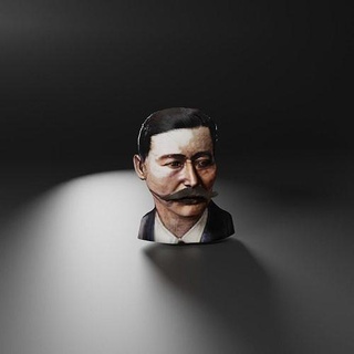 joseph rumillet tête buste personnage art imprimable sculptures cheveux moustache homme portrait 3d print model - Mito3D