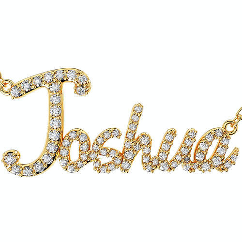 joshua diamond set version jewelry font necklace design-jds-a printable gem jewel jewellery gold pendant chain necklaces names words 3D print model - Mito3D