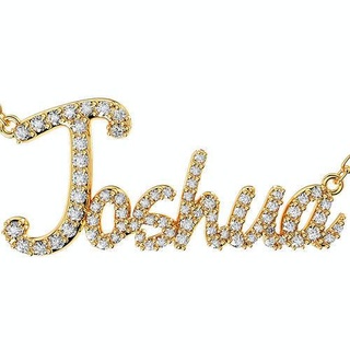 Joshua diamante conjunto versión joyería joya fuente collar design jds imprimible oro colgante pendiente cadena collares nombres palabras 3d print model - Mito3D