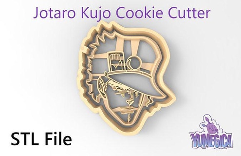 Jotaro kujo jojo bizarre aventure biscuit coupeur stl fichier Joestar dio Kimyou bouken poussière d'étoiles croisés anime manga gâteau maison cuisine manger 3d print model - Mito3D