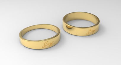 alegría Pareja anillo oro 24k pulido Boda joyería joya Moda aislado matrimonio diseño novia imprimible dedo grabado anillos 3d print model - Mito3D