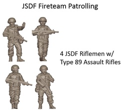 jsdf fireteam patrulhamento - 28mm wargaming miniaturas wargame moderno militar japonês auto-defesa forças jogos brinquedos de conselho administração tabuleiro 3d print model - Mito3D