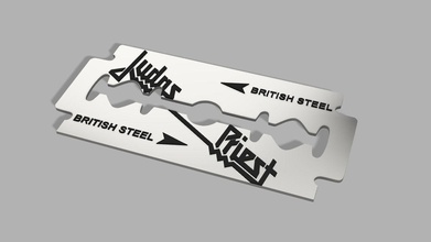 judas priest-british steel razol blade prop judaspriest rock metal priest heavy music british razorblade hobby diy 3d print model - Mito3D