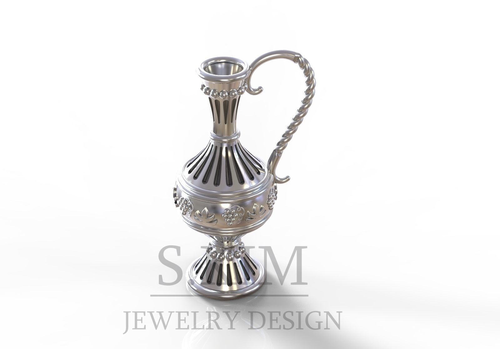 brocca pendente stampabile 3d modello design cnc fresatura vaso ciotola tazza metallico tradizionale antico stoviglie gioielleria ciondoli vite uva 3D print model - Mito3D