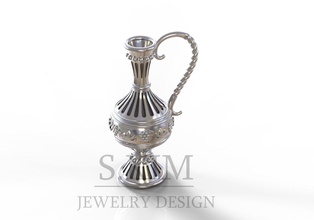 jug pendant printable 3d model design cnc milling jar bowl pitcher cup metallic traditional antique tableware jewelry pendants vine grape 3d print model - Mito3D