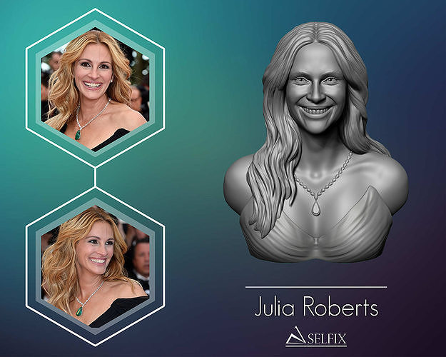 julia roberts 3d portrait sculpture statue people face art sculptures bust 3D print model - Mito3D