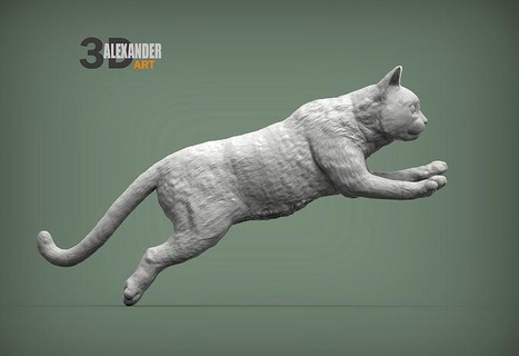 saltare gatto animale mammifero selvaggio domestico gattino natura scultura statuetta souvenir presente 3d Stampa modello arte sculture 3d print model - Mito3D