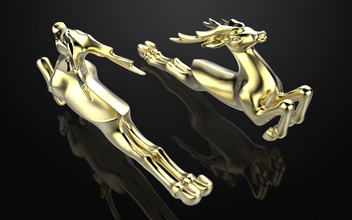 saltar ciervo colgante pendiente animales plata imprimible pulsera oro joyería joya compromiso Boda anillo pendientes colgantes 3d print model - Mito3D
