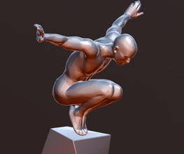 saltare uomo of piedistallo sport corpo nuoto scultura 3dprint arte sculture 3d print model - Mito3D