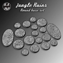 jungle ruins - base set temple ruin texture square 25mm rpg skirmish games toys game accessories 32mm 40mm 42x72mm 3d print model - Mito3D