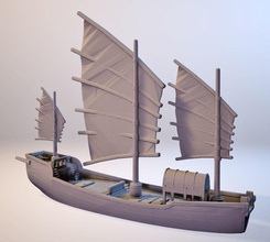 junkboat la stampa 3d giochi-giocattoli barca a vela moto d'acqua nave legno giappone il cinese da guerra giochi i giocattoli gioco accessori di 3d print model - Mito3D