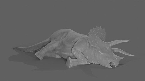 jurassic park inspired sick triceratops dinosaur prehistoric extinct dino animal monster beast nature fantasy fictional creature art sculptures 3d print model - Mito3D