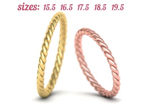 solo aro de cuerda 5 tamaños n0264 la joyería 3dmodel cad moda anillo las mejores joyas imprimible diseño en espiral canadá estados unidos europa 3d oro los anillos 3d print model - Mito3D