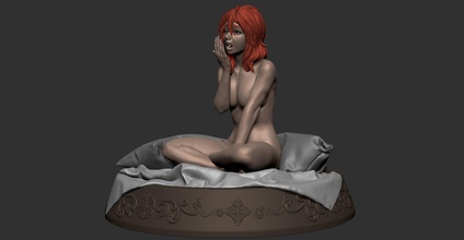 woke up stl nude sculpture sexy girl statue woman art breast erotic character nipple printable 3d 3dprint fashion body soother naked bed anime sculptures 3d print model - Mito3D