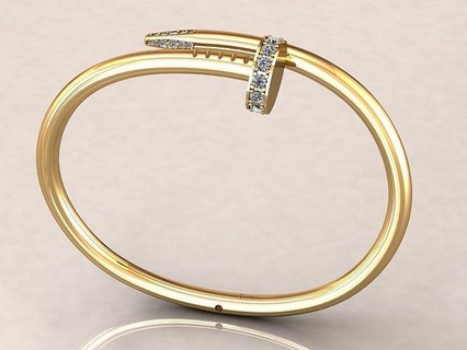 justo clou pulseira 15cm joalheria ouro prata diamante imprimível gema pulseiras jóia jóias noivado brilhante esterlina platina moda 1 unha luxo marca clássico 3d print model - Mito3D