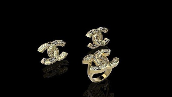 k earrings rings n28 gold art wealth luxury symbol platinum jewelry business desktop disjunct 3d print model - Mito3D