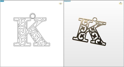 k lettre pendentif bijoux or d'argent wearring pendentifs 3d print model - Mito3D