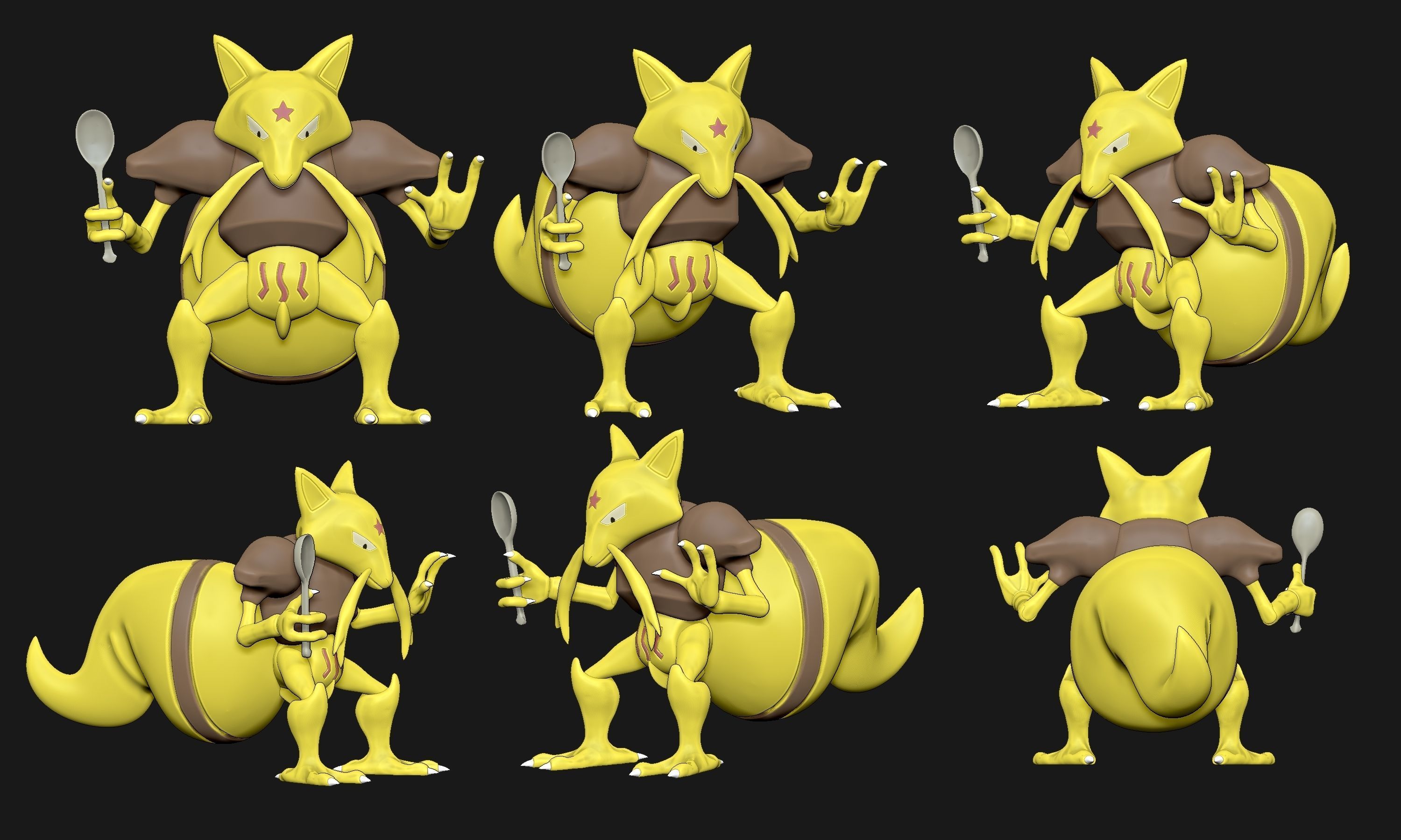 pokémon kababra schneidet as cadabra abra alakazam pyschisch magie sabrina gengar gastly spuk asche kanto pikachu spiele spielzeuge 3D print model - Mito3D