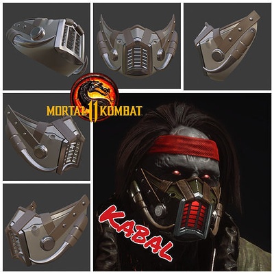 kabal máscara mortal kombat 11 kano secreto arma casco cosplay mk11 mkx mk9 escorpión cero novato saibot ermac fumar lluvia moda 3d print model - Mito3D