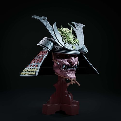 kabuto iv - 3d printing mask japanese art collectible ornamental helmet dragon samurai mempo helm feudal armor scans replicas sculpture 3D print model - Mito3D