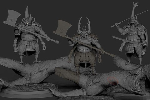 Kabutomushi ventilateur art modélisation samouraï guerriers jouet sculptures 3d print model - Mito3D