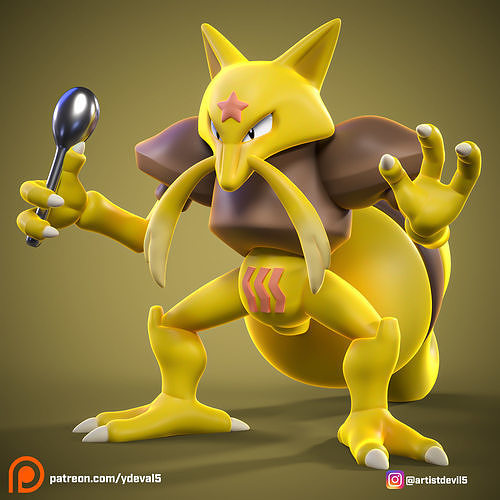 Cadabra Pokémon Pokemongo Pokemons eevee Vaporeon Jolteon Flareon espeon Umbreon leafeon Sylveon Pikachu vulpix Geschichten abra Alakazam Spiele Spielzeuge 3D print model - Mito3D