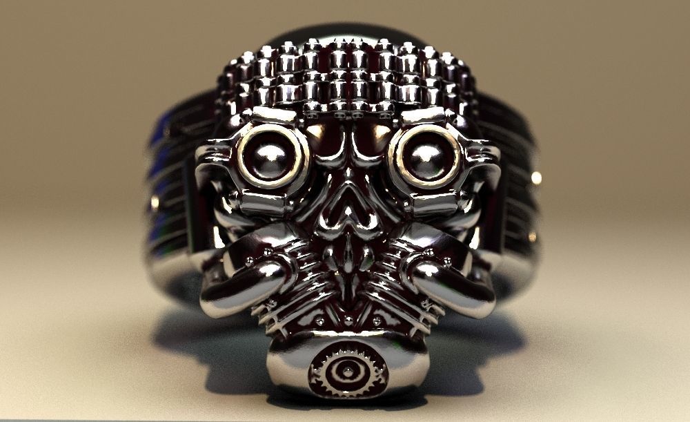 kamikaze crâne bijoux de vélo le motard caractère haut les anneaux steampunk 3D print model - Mito3D