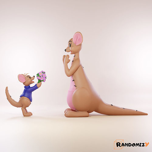 kanga roo Admirador arte figura personagem escultura fofa desenho animado animal Disney Winnie pooh brinquedo canguru randomizy estatueta 3d impressão Mães esculturas 3D print model - Mito3D