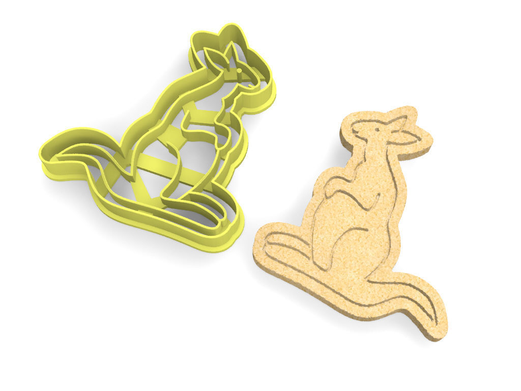 kangaroo cookie cutter house animal australian nature cookies biscuit kitchen dining protonik baked bakery kabing sweet ginger bread 3D print model - Mito3D