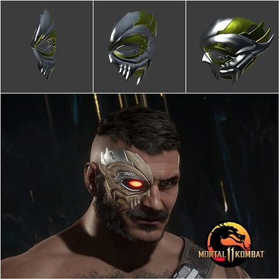 kano cyber œil mortel kombat 11 mental combat mk11 armure cosplay mk9 mode 3d print model - Mito3D