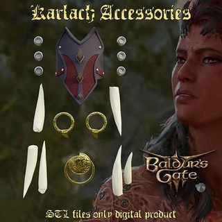 karlach accessories set baldurs gate 3 dungeon fantasy dragons dungeons dnd game rpg tabletop cosplay spear weapon shadowheart character bg3 night evening games toys 3d print model - Mito3D