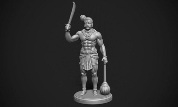 karuppaswamy indian warrior god south chera naattu kalki lord idol muscular moustache tamil veerargal karuppanar karuppana swamy hindu art sculptures 3d print model - Mito3D
