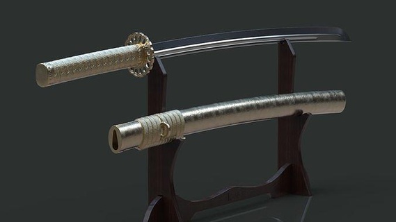 Katana japanisch Schwert 3dprinting dekorativ Deko Dekoration unterstützen Stütze Kunst 3d print model - Mito3D