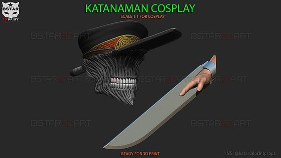 katana man cosplay - helmet blade arms chainsawman weapon halloween games toys katanaman anime chain saw head mask chainsaw 3d print model - Mito3D